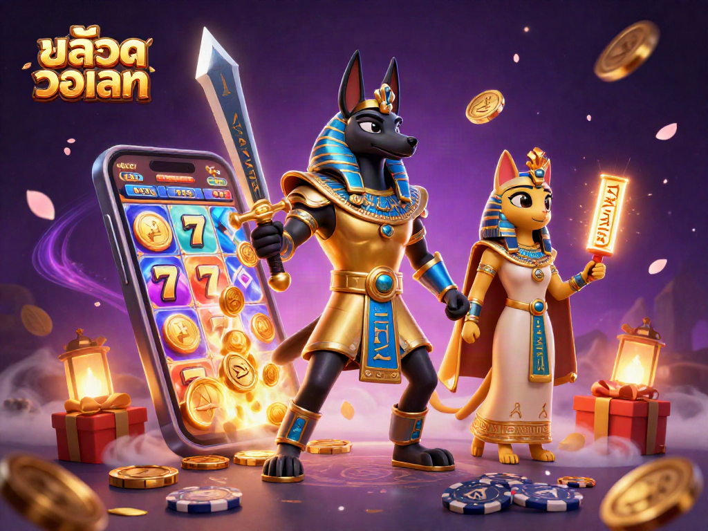 Engage with สล็อตวอเลท and experience a thrilling 3D casino adventure featuring Anubis and Bastet.