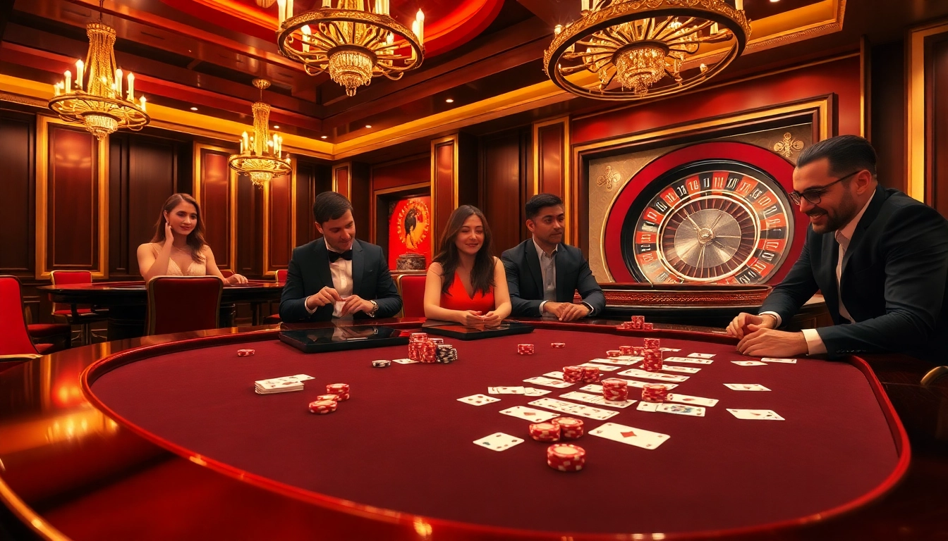 Experience thrilling gameplay at LC 88's luxurious poker table in a vibrant casino setting.