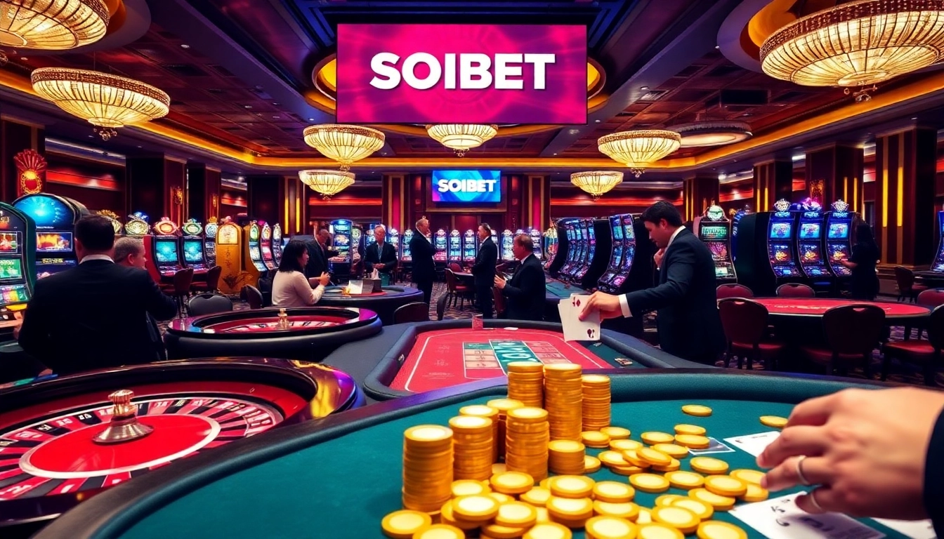 Experience thrilling gameplay at https://soibet.black/ with vivid casino tables and poker chips.