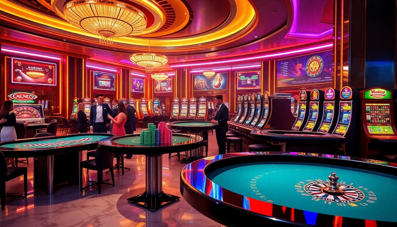 Experience the excitement of gambling at https://mm88.sa.com/ with vibrant casino tables, colorful chips, and lively players.