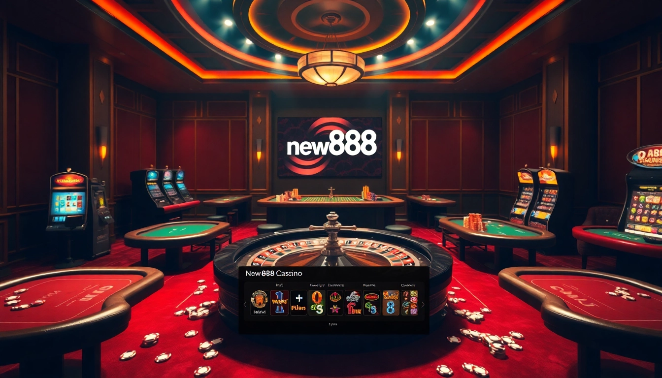 Players engaging in intense game sessions at new888 online casino, featuring roulette and poker tables.