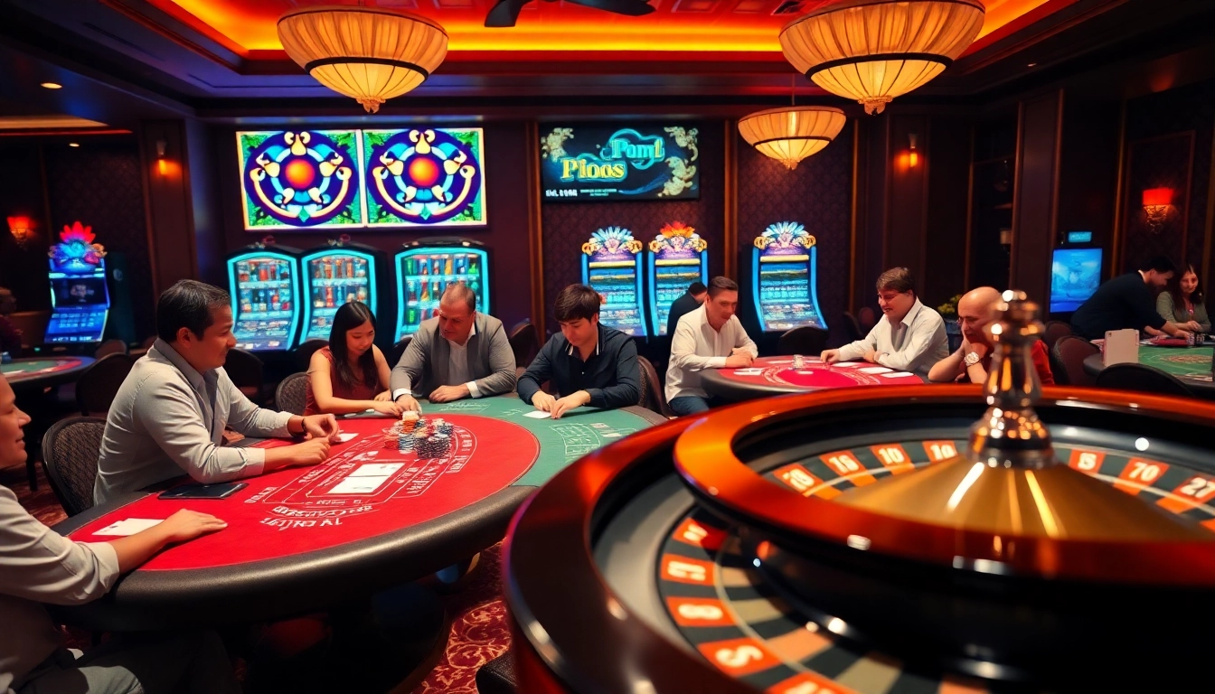 Experience thrilling gambling action at https://rr88.auction/ with vibrant casino tables filled with players.