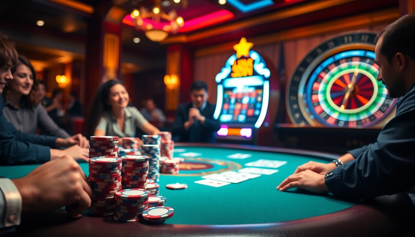 Experience high-stakes action with link 32win at a vibrant poker table filled with enthusiastic players.