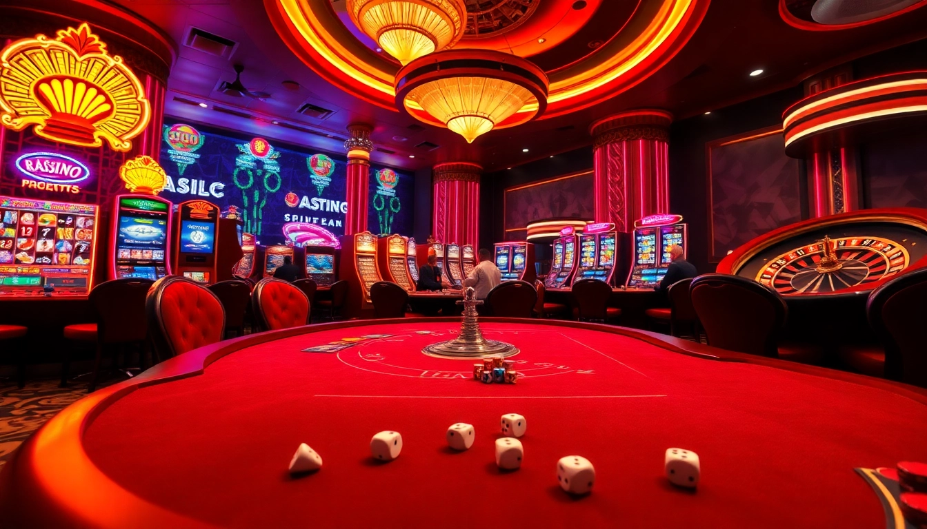 Action-packed scene at king888.black casino, featuring poker gameplay, vibrant slot machines, and roulette excitement.