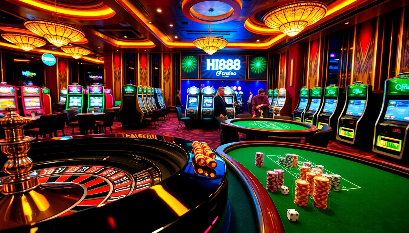 Players enjoying a thrilling Hi888 gaming experience at a luxurious casino table.