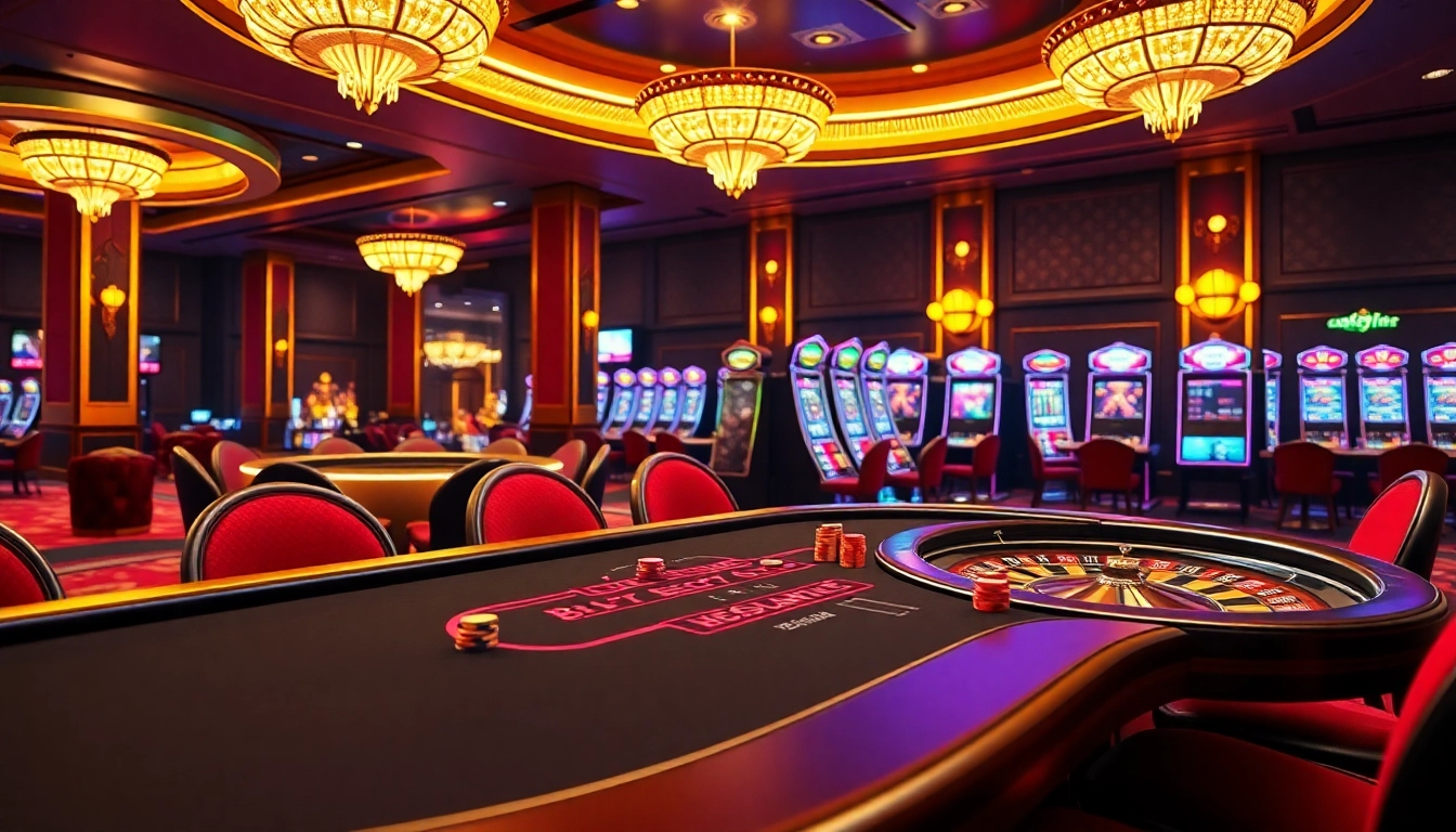 High-stakes poker action at https://120bett.com.br/ with vibrant casino lights and elegant ambiance.