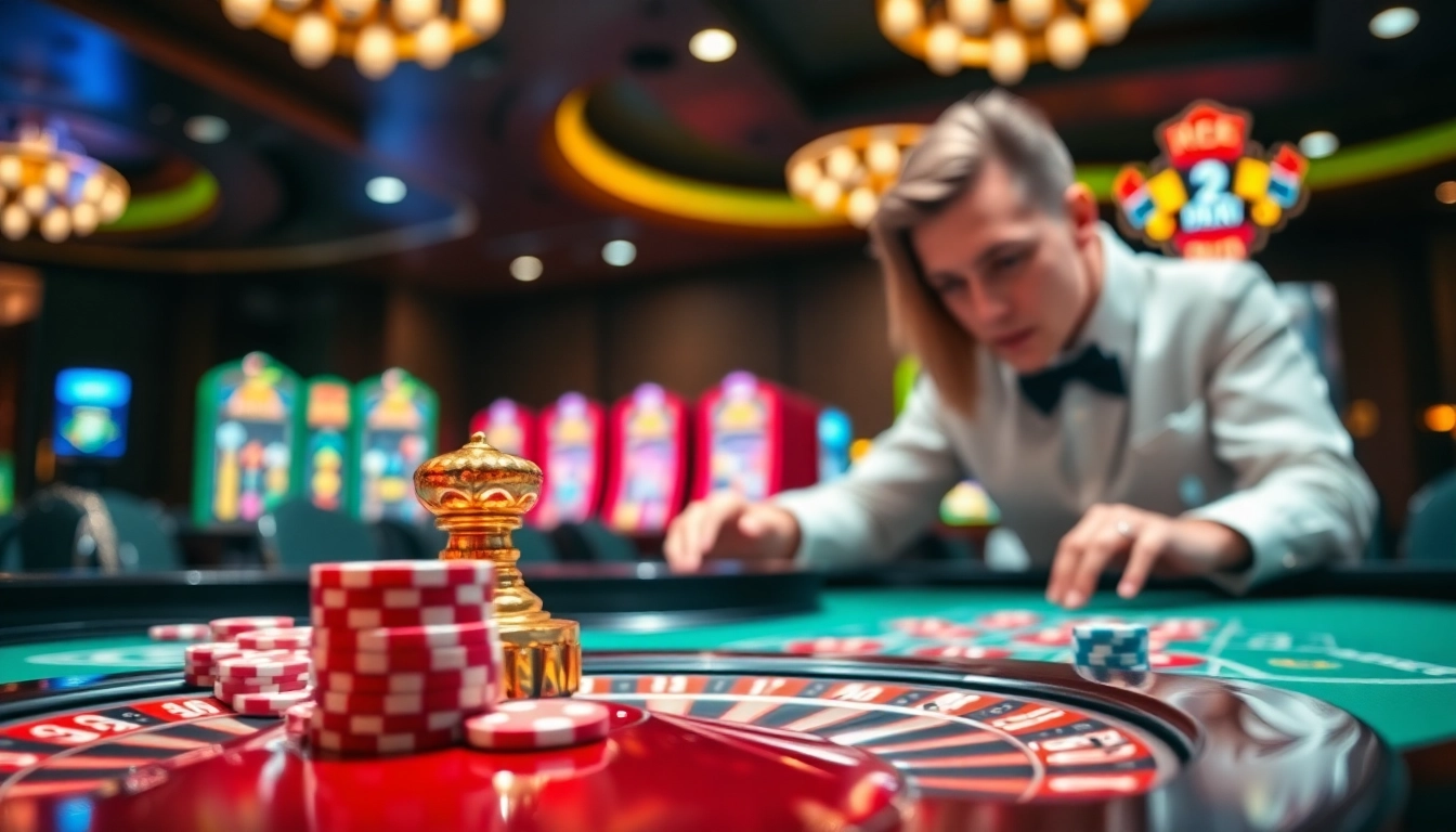 Experience thrilling gameplay at KJC with dynamic casino tables and colorful slot machines.