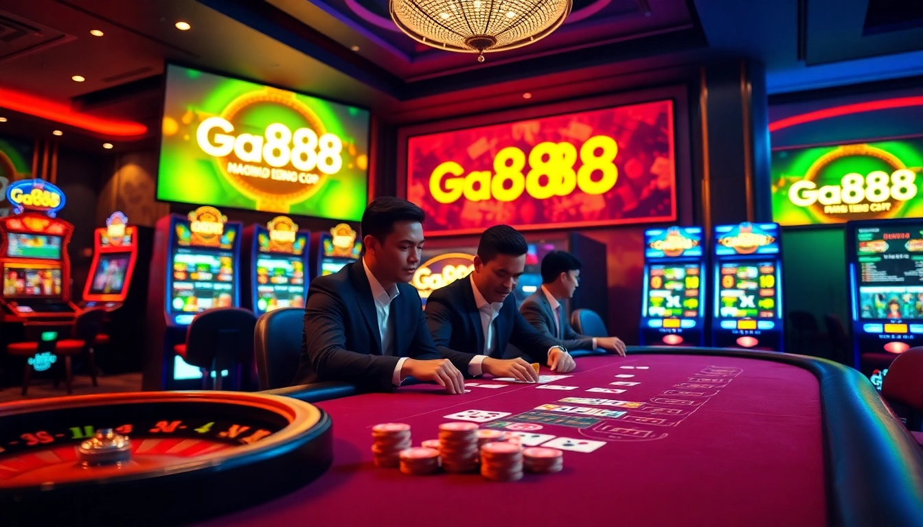 Professional players enjoying high-stakes games at Ga888's vibrant online casino.