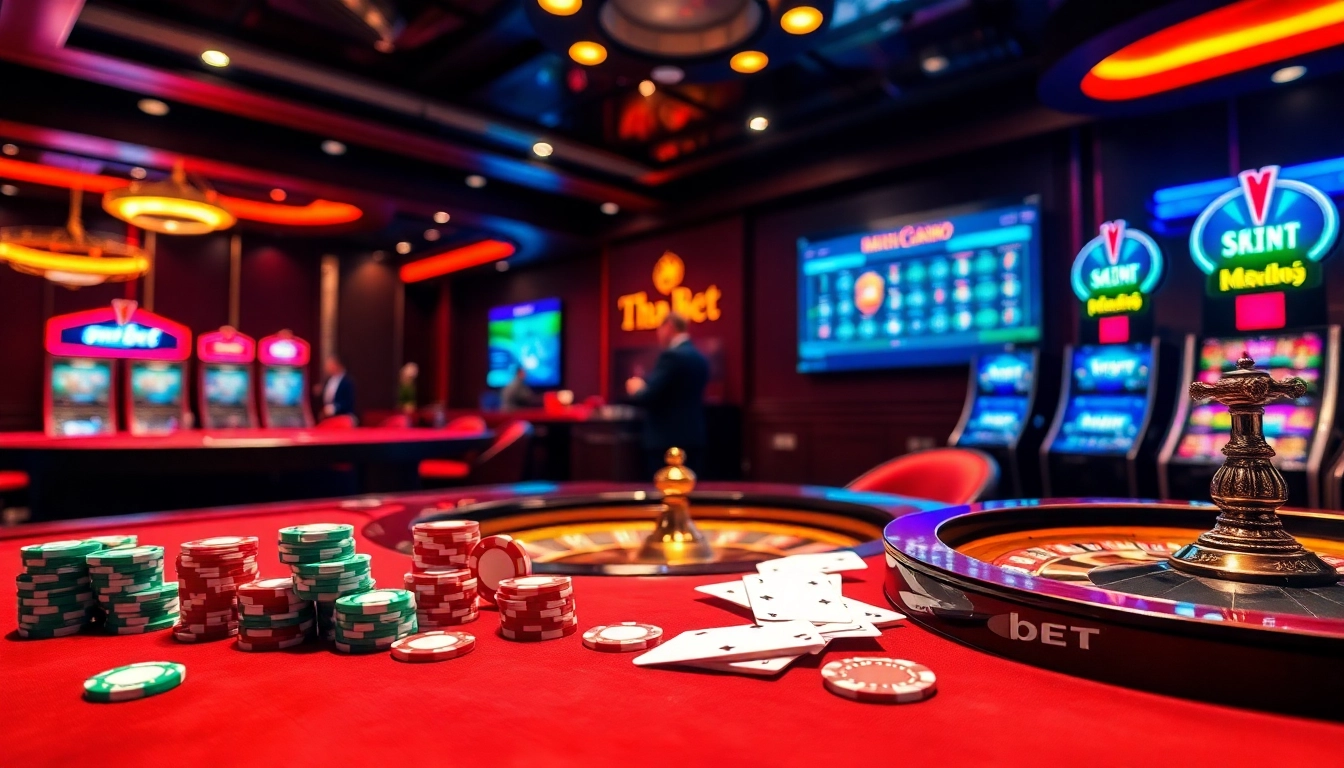 Exciting gameplay at Tha bet online casino featuring roulette, cards, and vibrant gaming atmosphere.