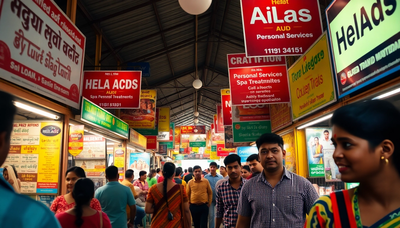 Engaging marketplace scene depicting Hela Ads with vibrant stalls and local products.