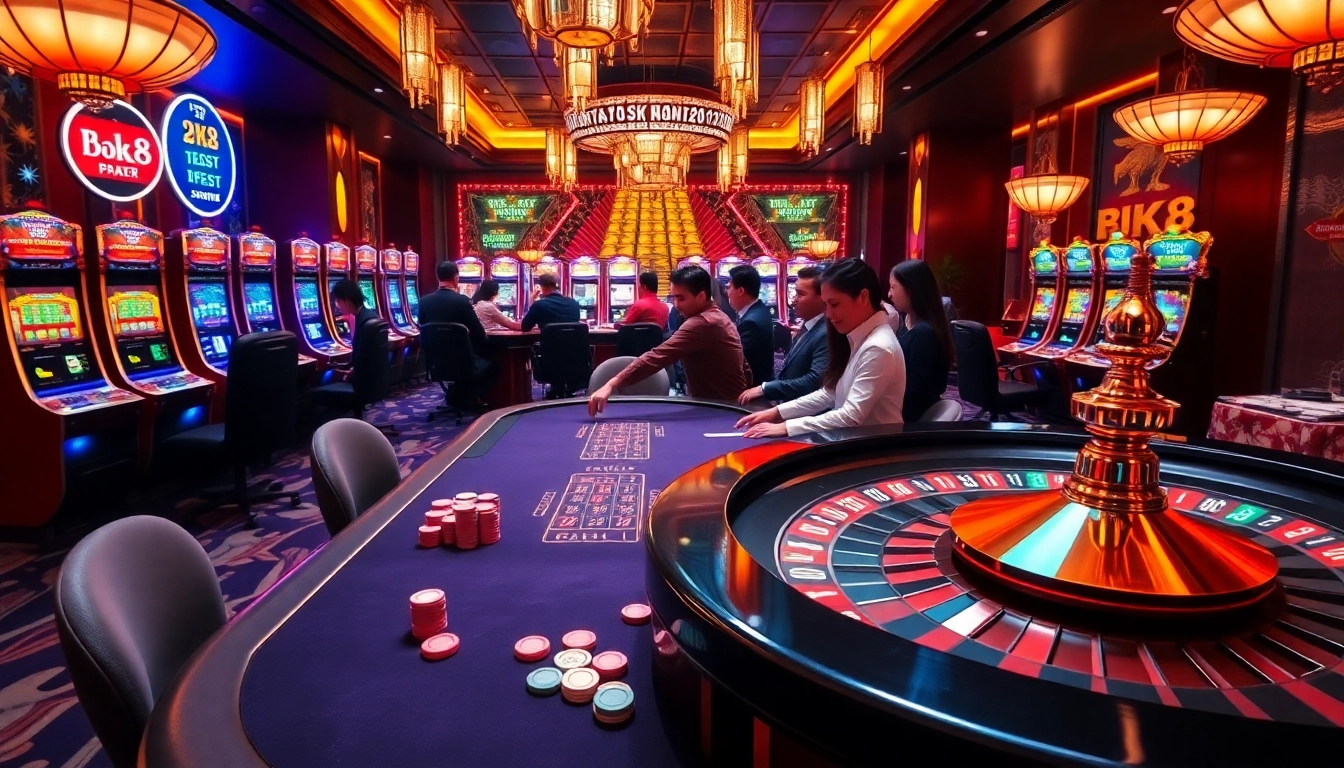 Players enjoying a thrilling BK8Thai casino experience with poker and roulette games.