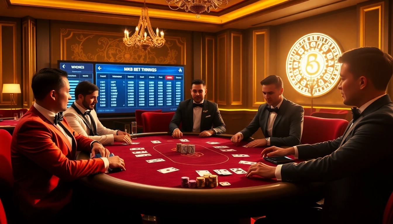 Engage in high-stakes poker at MK8's luxurious casino table, featuring vibrant colors and elegant decor.
