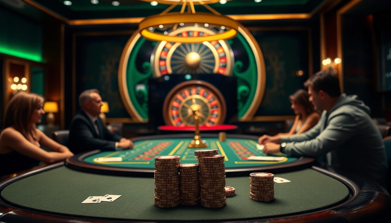 Players enjoying Sunwin's online gambling experience at a luxurious casino table.