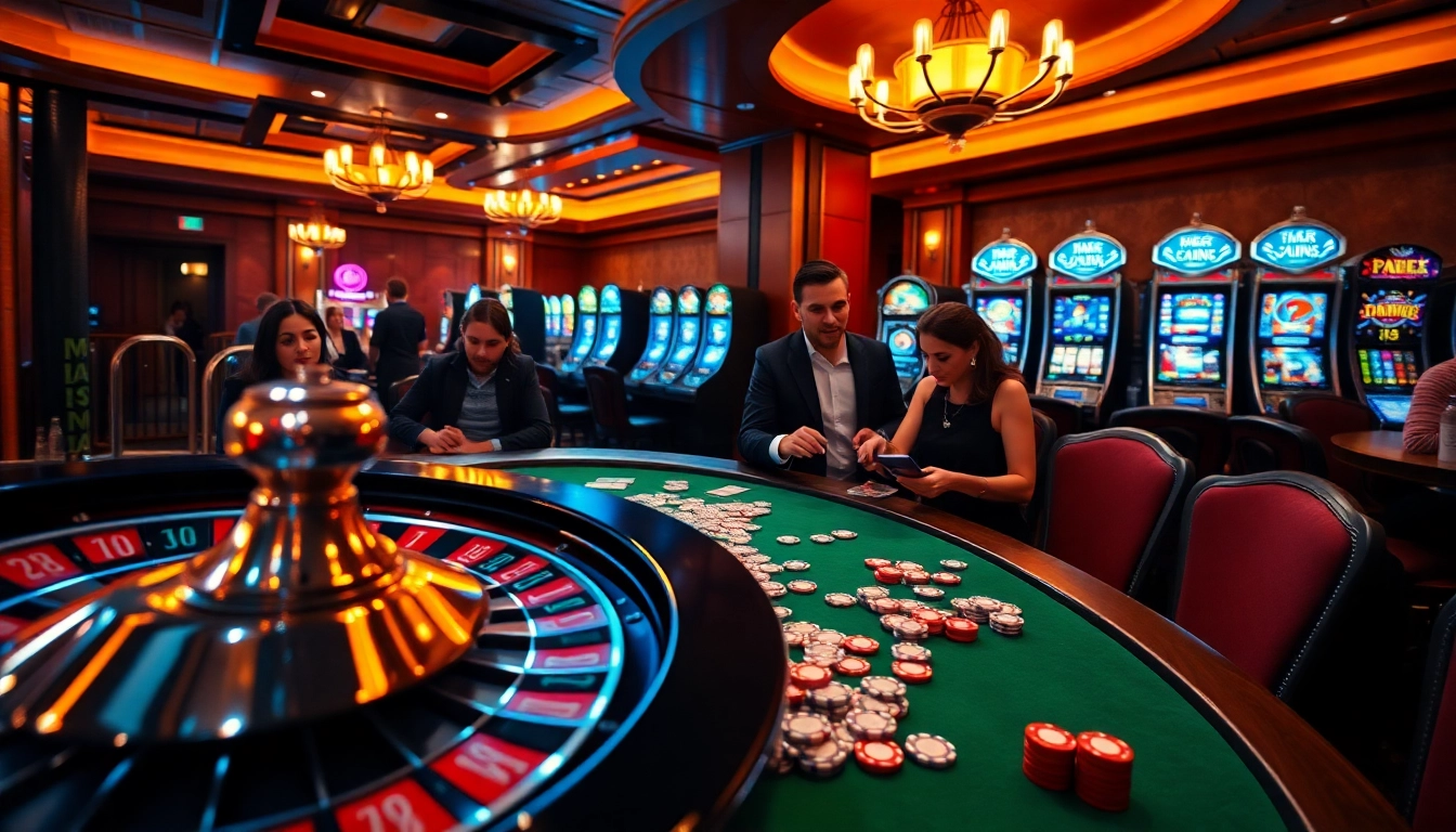 Engaging in a thrilling MK8 poker game at a luxurious casino with vibrant chips and cards.