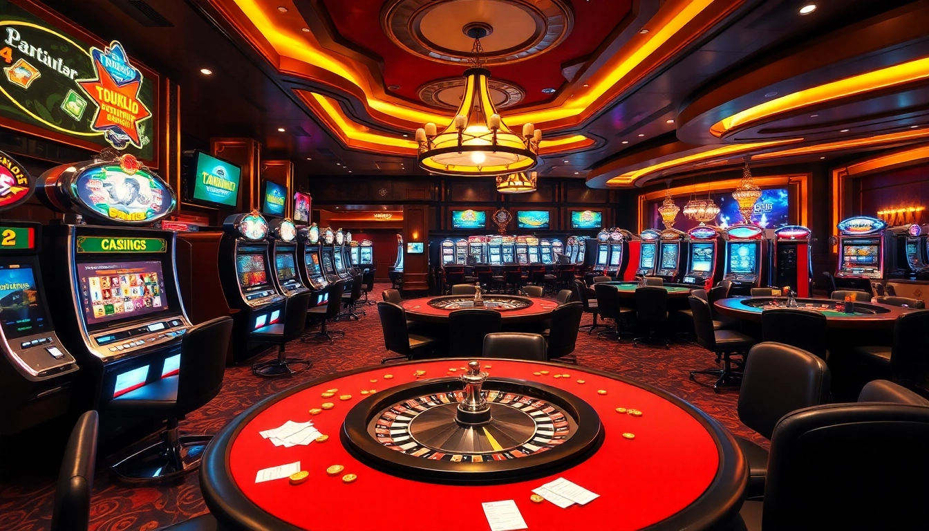 Experience the thrilling atmosphere of 789CLUB's luxurious gaming floor with vibrant slot machines and poker tables.
