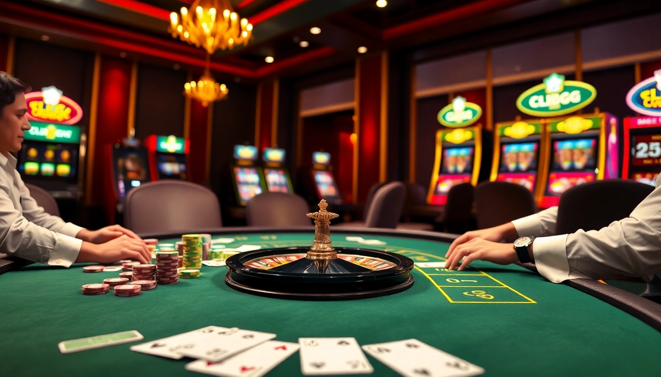 Engage in exhilarating gameplay at ClubGG real money tables, surrounded by vibrant casino atmosphere.