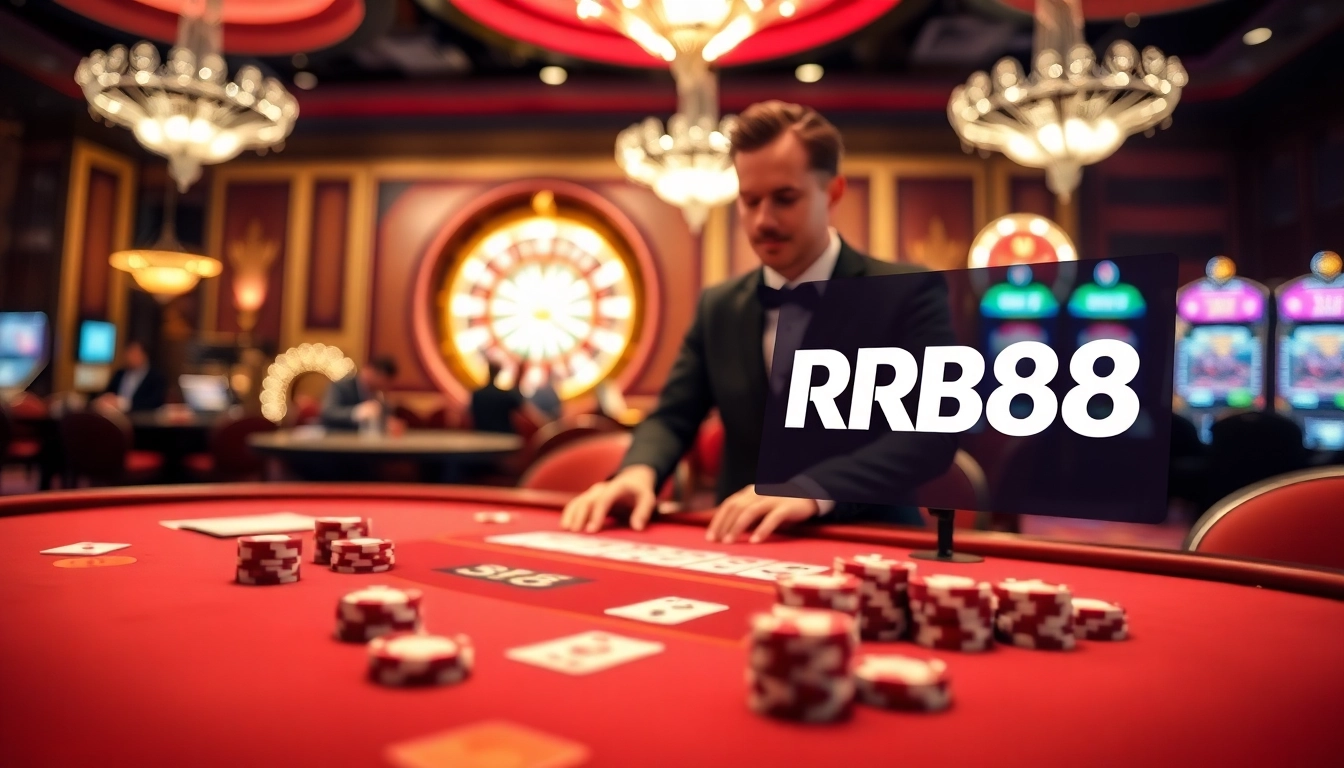 Experience thrilling poker action at RR88 with vibrant casino elements and luxury.