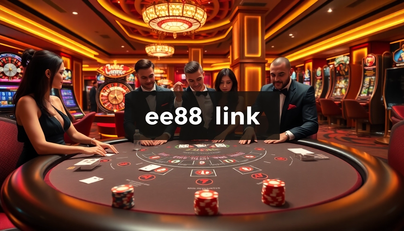 Experience the thrill of gambling with ee88 link đăng nhập at a high-stakes casino table filled with poker chips and elegant players.
