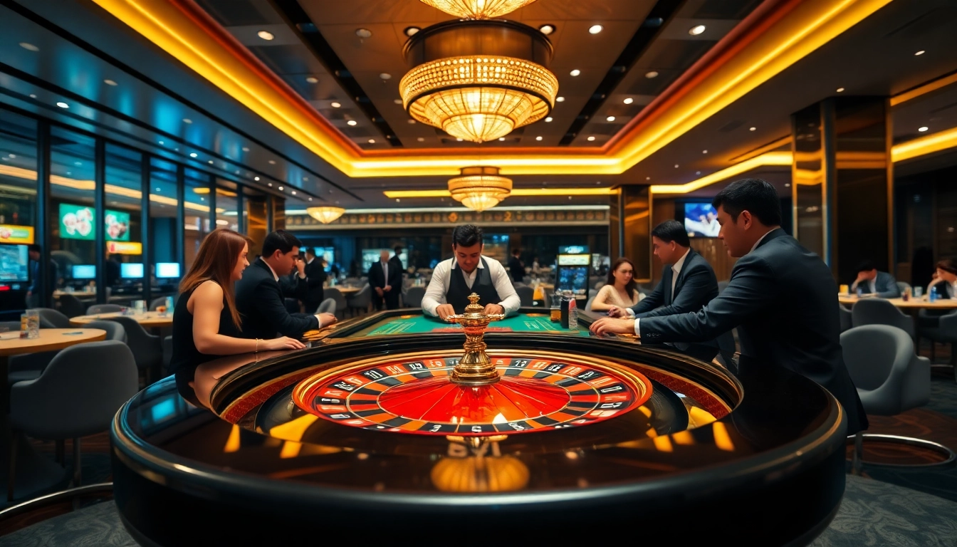 인터랙티브한 에볼루션 카지노 게임 테이블에서 플레이어들이 즐기는 모습