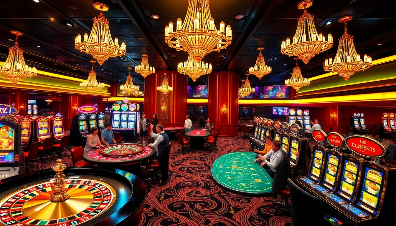 S8 casino gaming scene featuring vibrant table games, colorful slot machines, and a lively atmosphere.