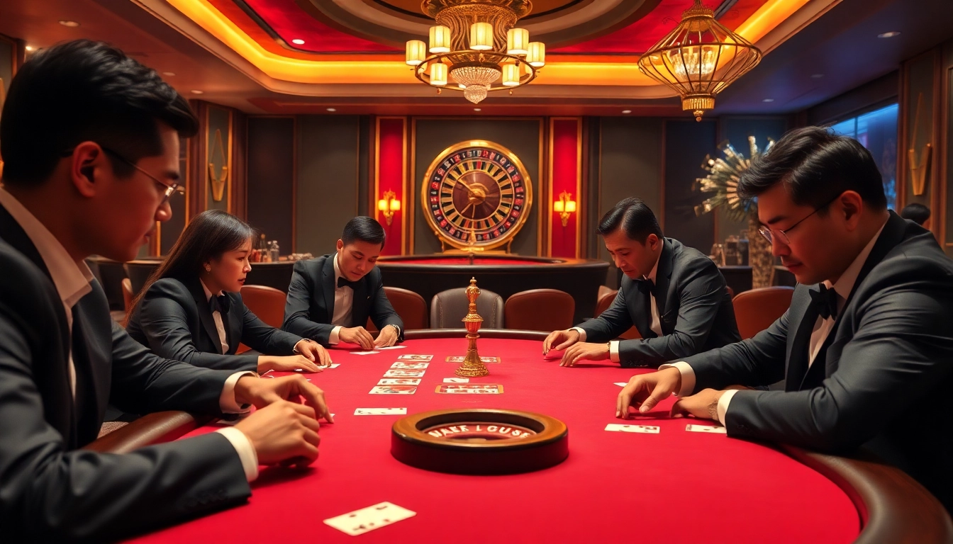 Betting action at the luxurious B52 Club Hà Nội poker table with focused players and vibrant ambiance.