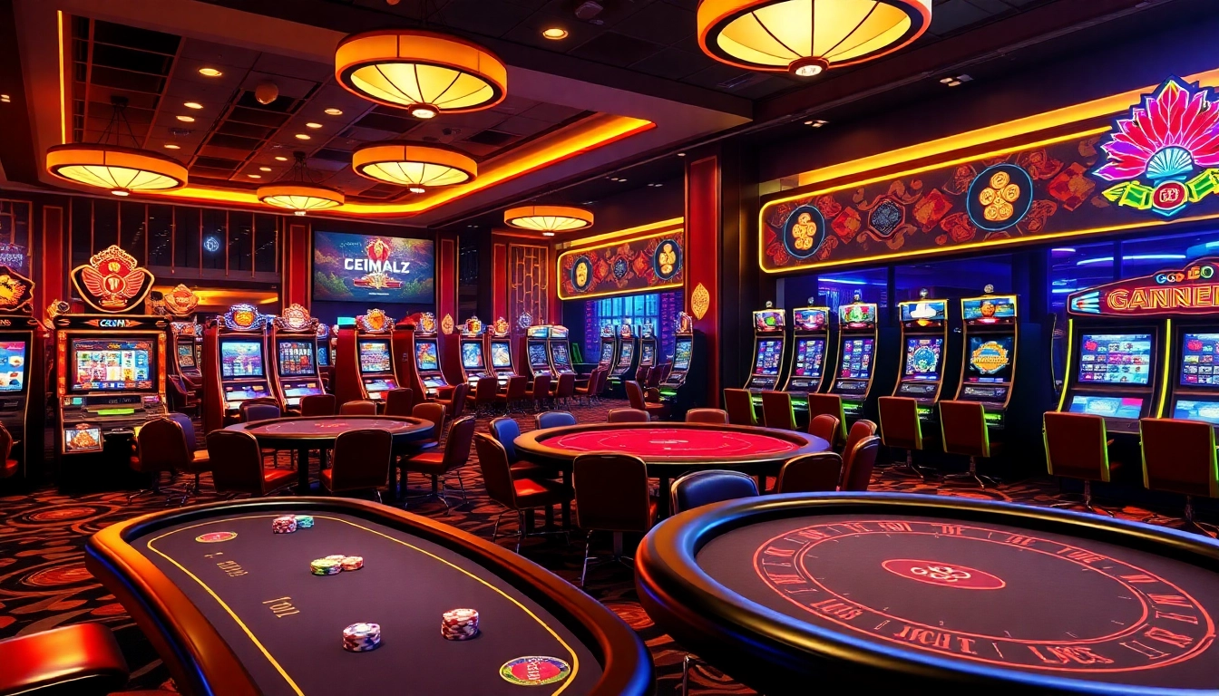 Experience the excitement of GO88 online gaming with luxurious casino tables and slot machines.