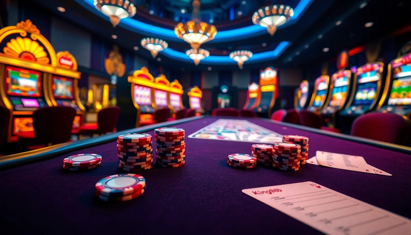 Exciting gameplay at king88b.us.com with vibrant casino tables and poker chips.