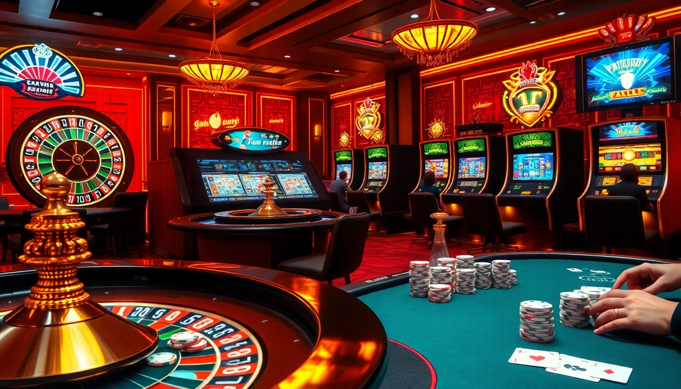 Experience the excitement with this visually stunning cosmoslots review depicting a vibrant casino atmosphere.