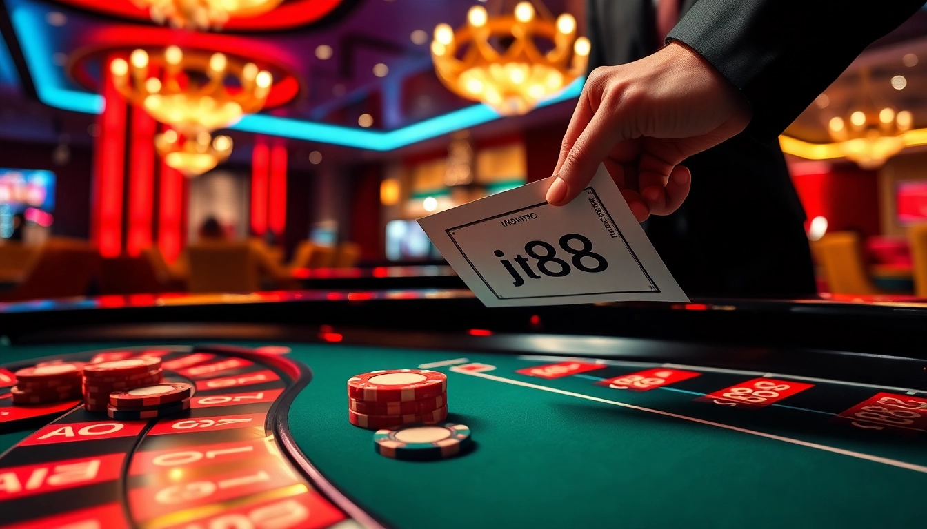 Experience thrilling bets on j88 with vibrant casino tables and elegant poker chips.